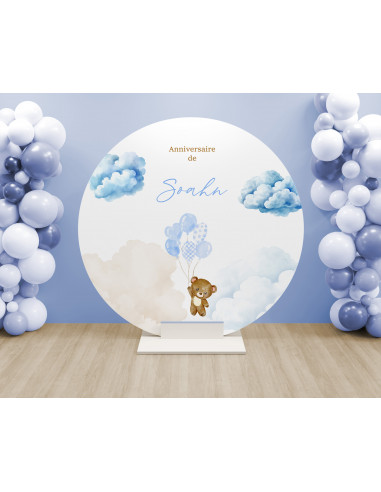 Toile arche ronde ours bleu ballons