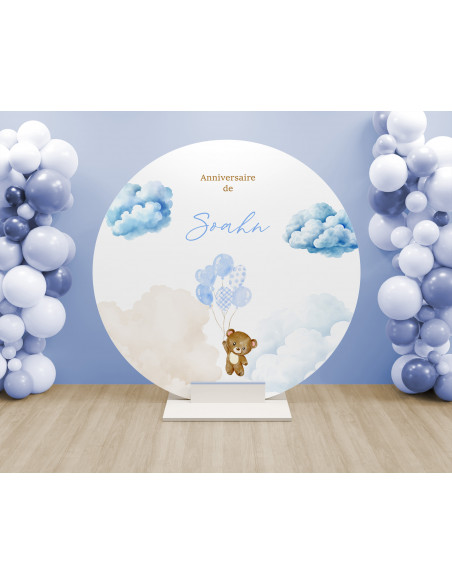 Toile arche ronde ours bleu ballons