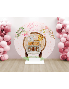 Toile arche ronde safari rose