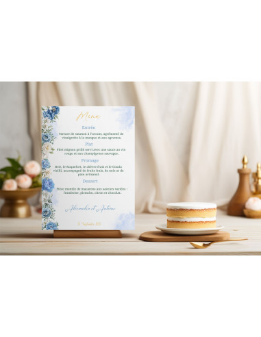 Panneaux tissus fleurs bleues