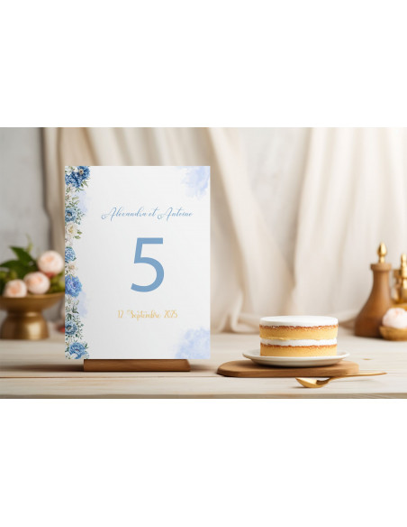 Panneaux tissus fleurs bleues