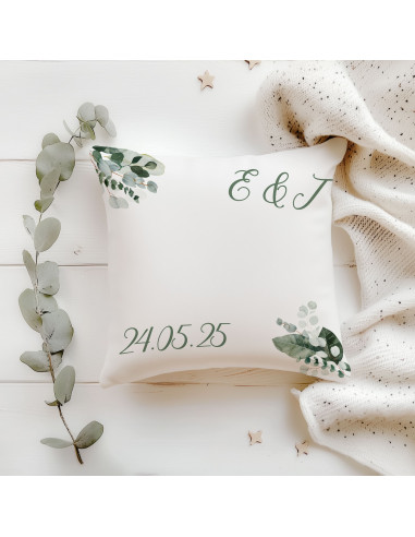 Coussins d'alliances feuilles eucalyptus
