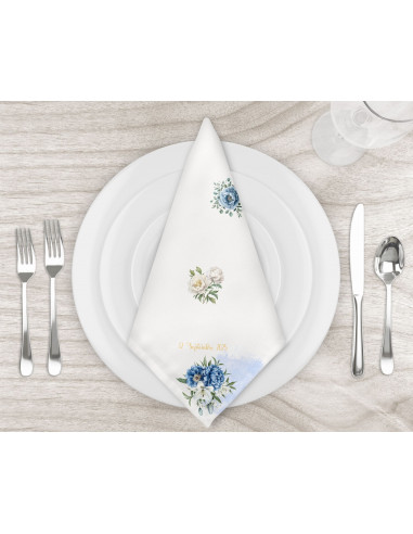 Serviette de table fleurs bleues pré commande