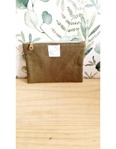 Pochette à maquillage kaki