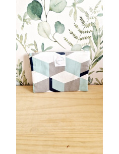 Pochette à maquillage géométrique bleu