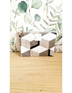 Pochette à maquillage géométrique gris