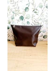 Trousse homme simili cuir marron