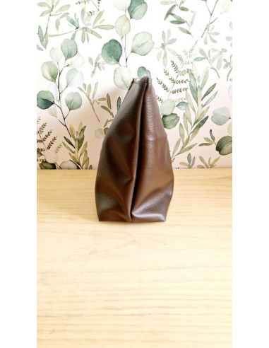 Trousse homme simili cuir marron