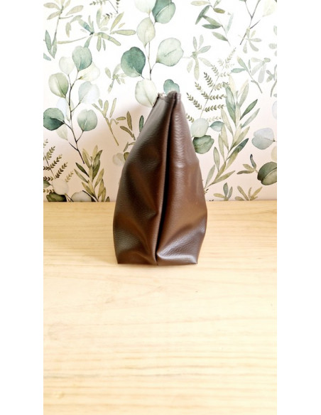 Trousse homme simili cuir marron