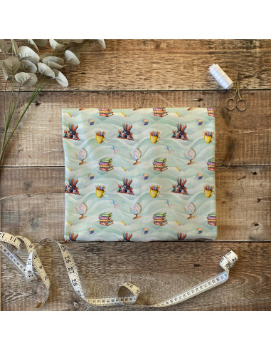 Tissus école fond vert