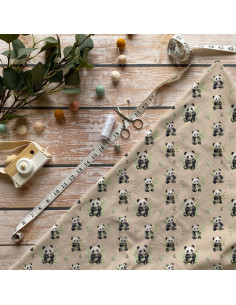 Tissus Pandas en Douceur ( fond beige orangée)