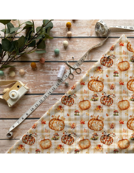 Tissus citrouilles poétiques