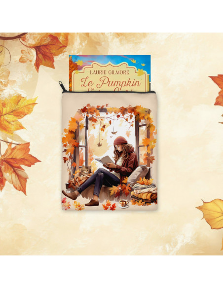 Housse liseuse ou livre Femme d'automne Pocket coton épais