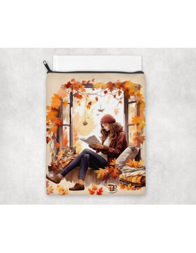 Housse liseuse ou livre Femme d'automne Pocket...
