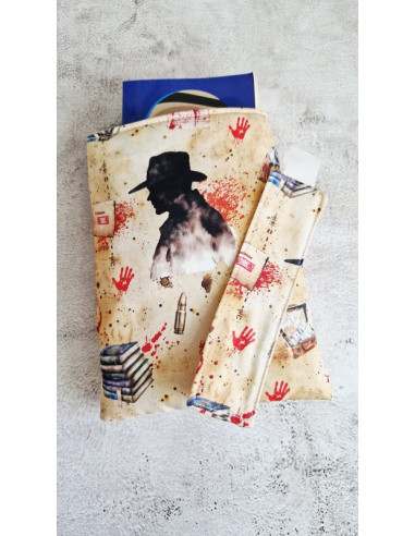 Housse liseuse ou livre avec marque page "...