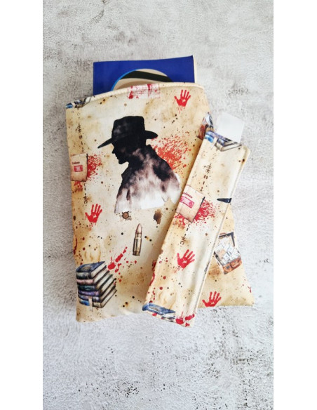 Housse liseuse ou livre avec marque page " thriller"