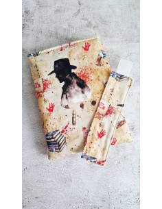 Housse liseuse ou livre avec marque page " thriller" 2