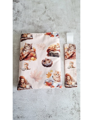 Housse liseuse ou livre avec marque page "...