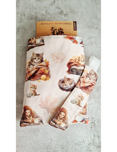 Housse liseuse ou livre avec marque page "...