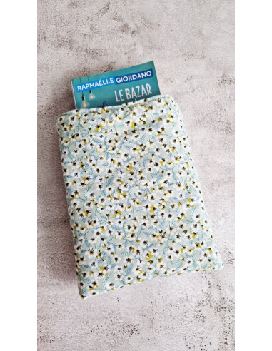 Housse liseuse ou livre Fleurs bleu