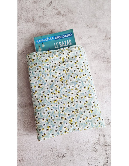 Housse liseuse ou livre Fleurs bleu